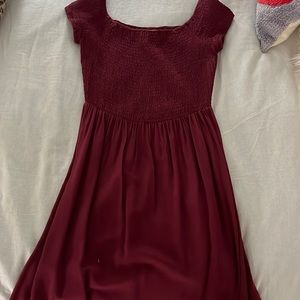 Burgundy smocked top dress
